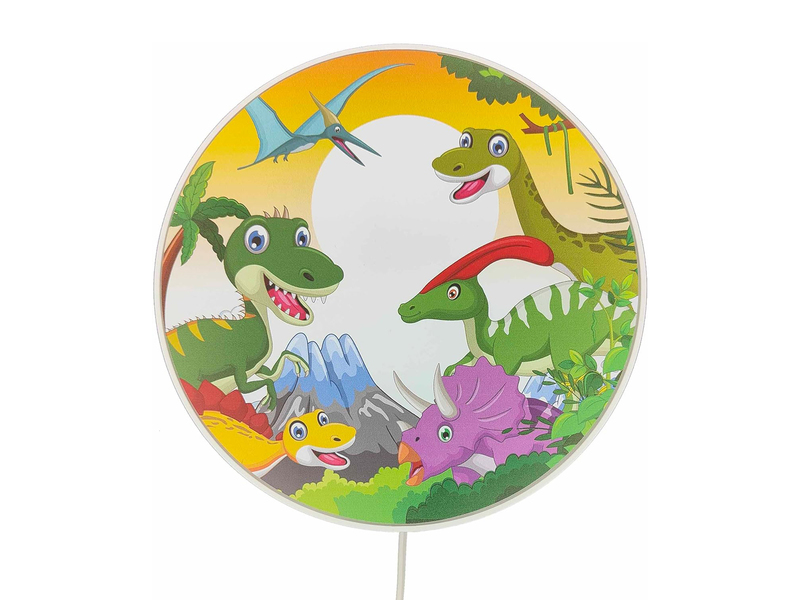 Kinderzimmer Wandlampe mit Dinosaurier Motiven Schalter und Stecker Ø 25cm