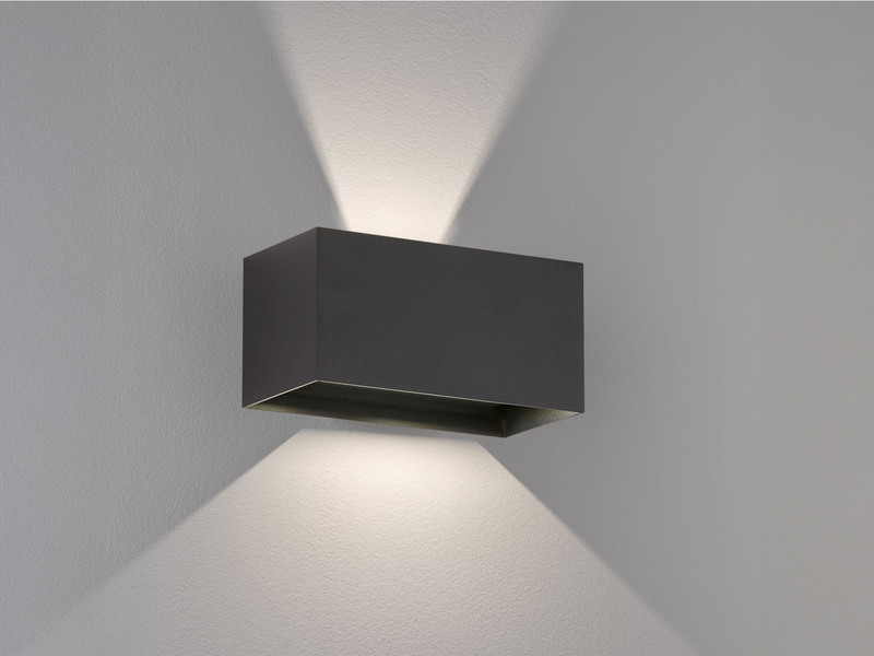 LED Updown Wandleuchte WALLO Schwarz für Innen & Außen - 20cm breit