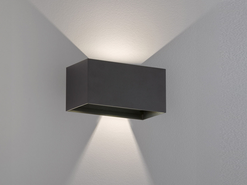 LED Updown Wandleuchte WALLO Schwarz für Innen & Außen - 20cm breit