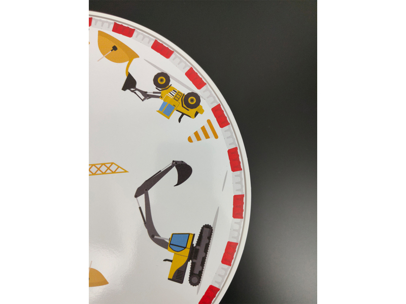 Kinderzimmer Wandlampe Weiß mit Baustellen Motiv, Schalter & Stecker, Ø 25cm