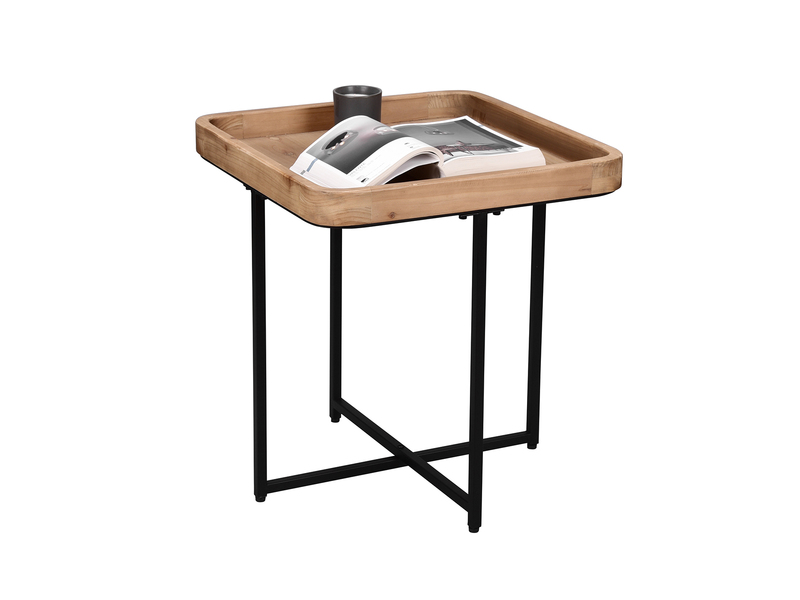 Beistelltisch JENNIFER Metallgestell Schwarz, Tischplatte Holzoptik Höhe 54cm
