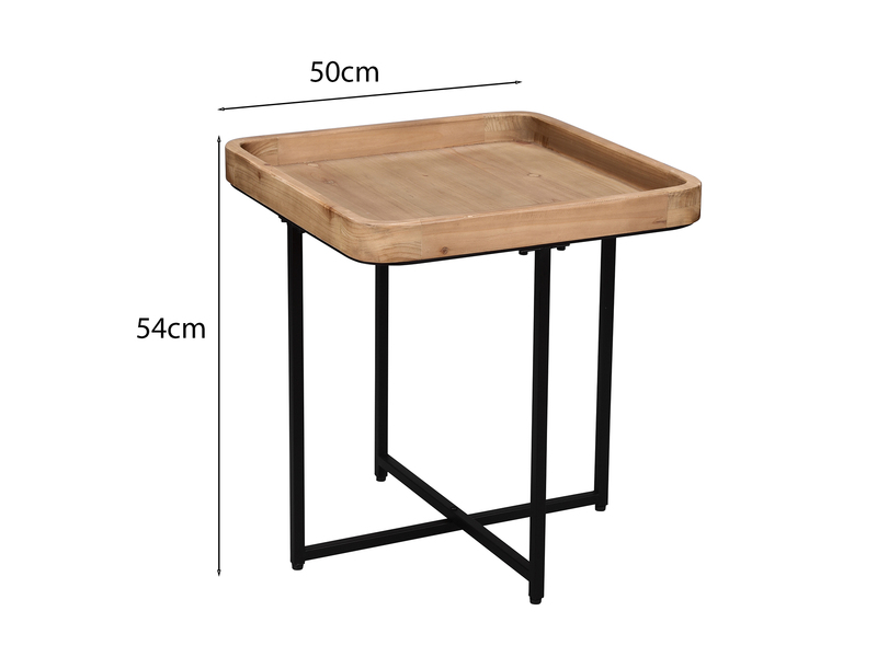Beistelltisch JENNIFER Metallgestell Schwarz, Tischplatte Holzoptik Höhe 54cm