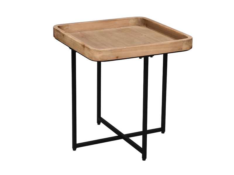 Beistelltisch JENNIFER Metallgestell Schwarz, Tischplatte Holzoptik Höhe 54cm
