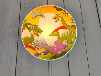 Kinderzimmer Wandlampe Dino Ø 25cm mit Schalter, Kabel, Stecker & E14 LED