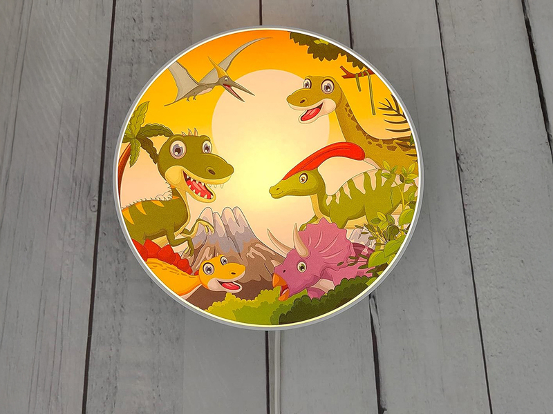 Kinderzimmer Wandlampe Dino Ø 25cm mit Schalter, Kabel, Stecker & E14 LED