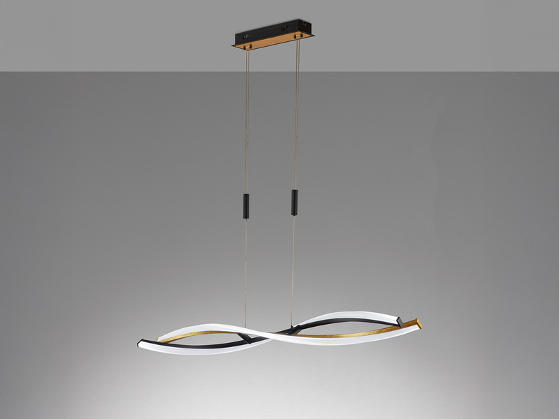 LED Pendelleuchte TORCIDO Schwarz Gold dimmbar & Tageslicht - 100cm lang