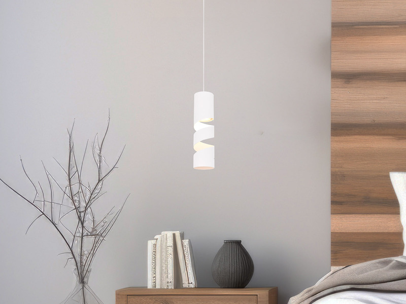 Moderne kleine LED Pendelleuchte 1-flammig aus Metall in Weiß, Ø12cm