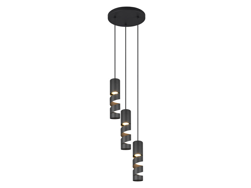 Moderne LED Cluster Pendelleuchte 3-flammig aus Metall in Schwarz, Ø28cm