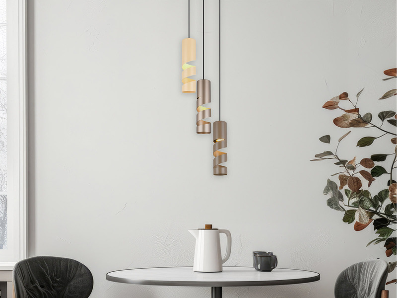 Moderne LED Cluster Pendelleuchte 3-flammig aus Metall in Coffee Tönen, Ø28cm