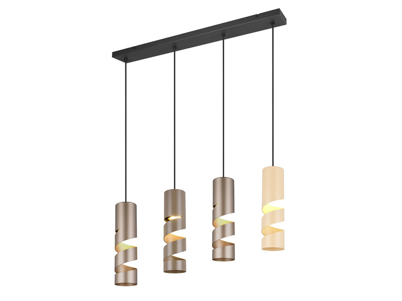 Moderne LED Pendelleuchte 4-flammig aus Metall in Coffee Tönen, B: 80cm