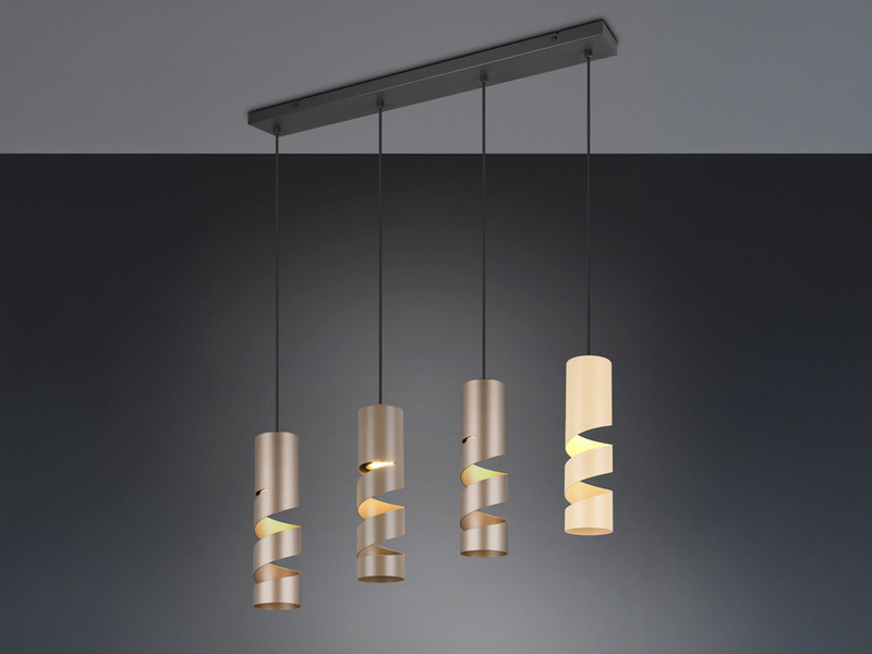 Moderne LED Pendelleuchte 4-flammig aus Metall in Coffee Tönen, B: 80cm