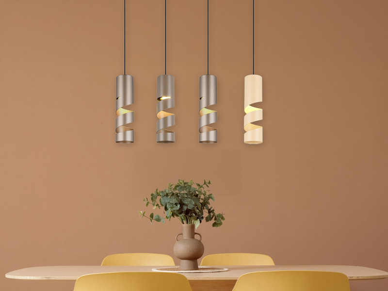 Moderne LED Pendelleuchte 4-flammig aus Metall in Coffee Tönen, B: 80cm