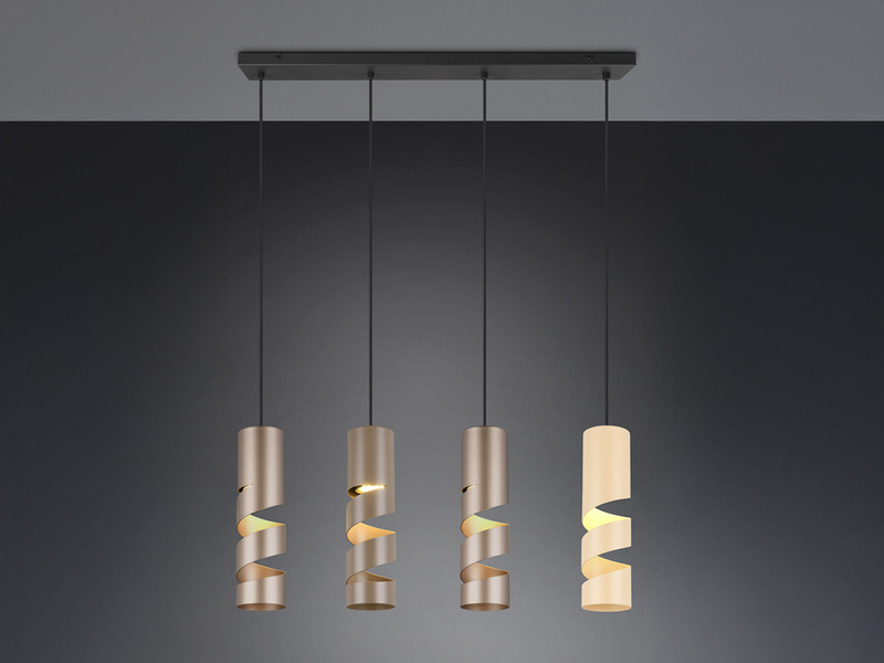 Moderne LED Pendelleuchte 4-flammig aus Metall in Coffee Tönen, B: 80cm