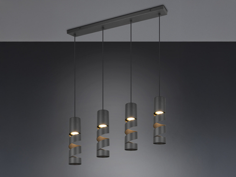 Moderne LED Pendelleuchte 4-flammig aus Metall in Schwarz, Breite 80cm