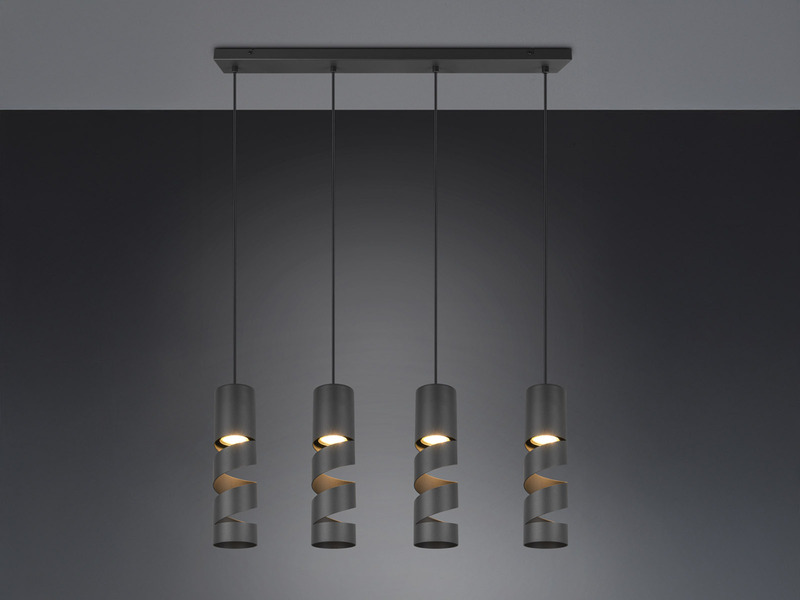 Moderne LED Pendelleuchte 4-flammig aus Metall in Schwarz, Breite 80cm