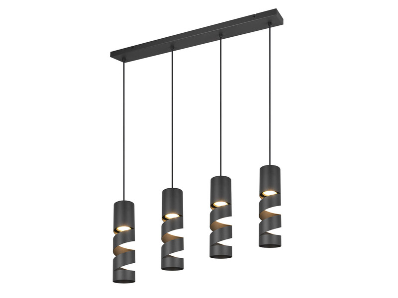 Moderne LED Pendelleuchte 4-flammig aus Metall in Schwarz, Breite 80cm