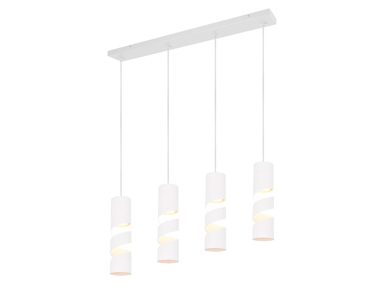 Moderne LED Pendelleuchte 4-flammig aus Metall in Weiß, Breite 80cm