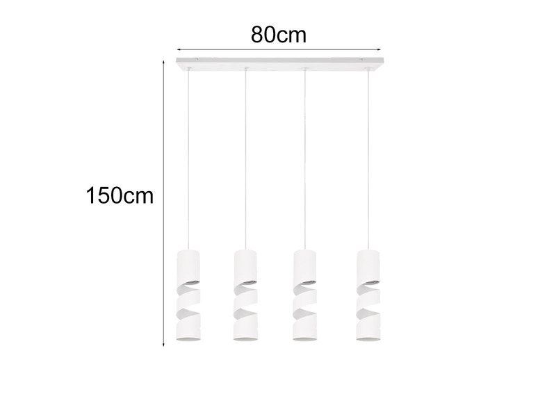 Moderne LED Pendelleuchte 4-flammig aus Metall in Weiß, Breite 80cm
