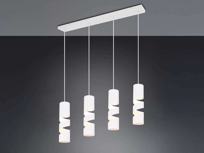 Moderne LED Pendelleuchte 4-flammig aus Metall in Weiß, Breite 80cm