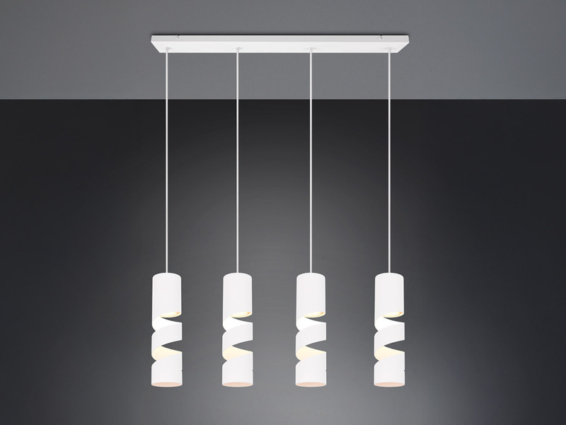 Moderne LED Pendelleuchte 4-flammig aus Metall in Weiß, Breite 80cm