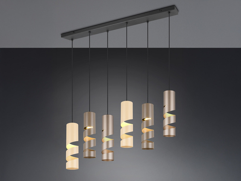 Moderne LED Pendelleuchte 6-flammig aus Metall in Coffee Tönen, B:100cm