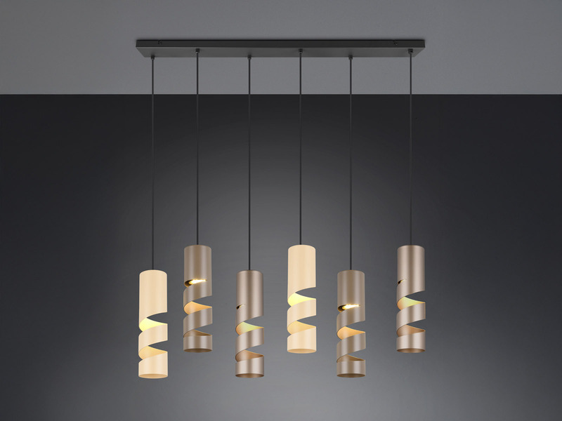 Moderne LED Pendelleuchte 6-flammig aus Metall in Coffee Tönen, B:100cm