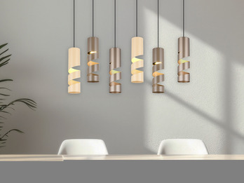 Moderne LED Pendelleuchte 6-flammig aus Metall in Coffee Tönen, B:100cm