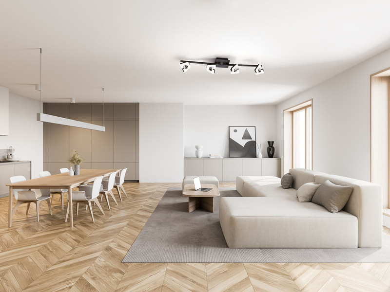 LED Deckenstrahler RAY Schwarz 4-flammig, Breite 78cm