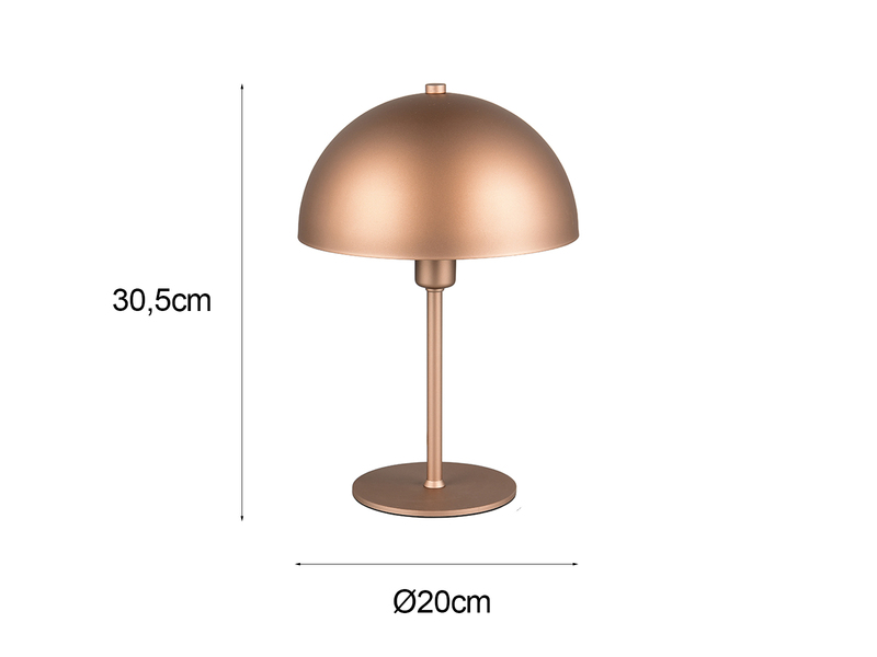 Tischleuchte NOLA aus Metall Coffee in Pilzform, Höhe 30cm