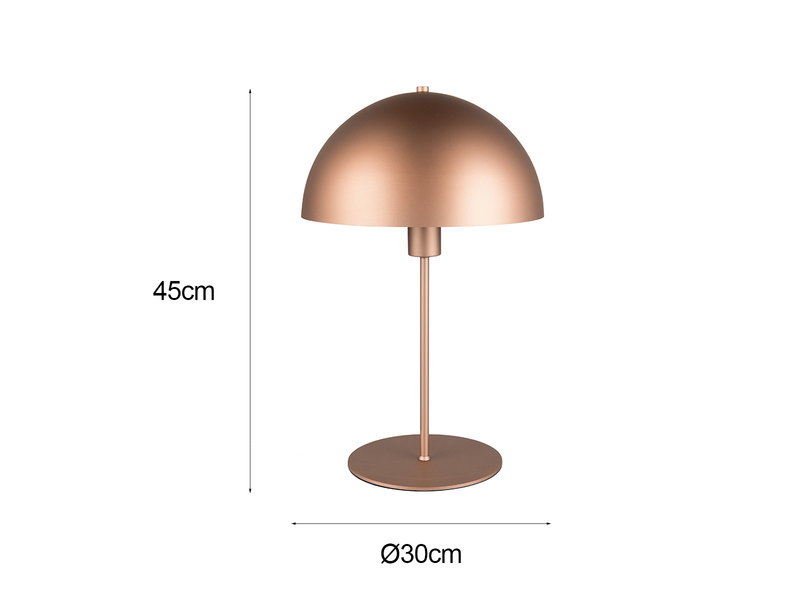 Große Tischleuchte NOLA Pilzlampe aus Metall in Coffee, Höhe 45cm