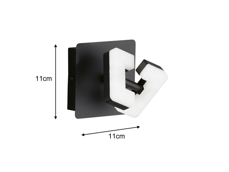 2er SET LED Spot Wandstrahler Schwarz mit Schalter, Breite 11cm