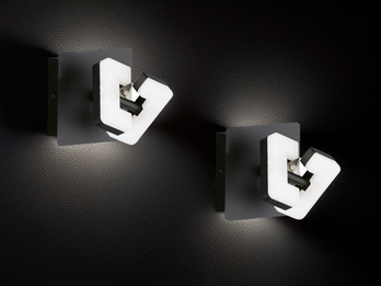 2er SET LED Spot Wandstrahler Schwarz mit Schalter, Breite 11cm