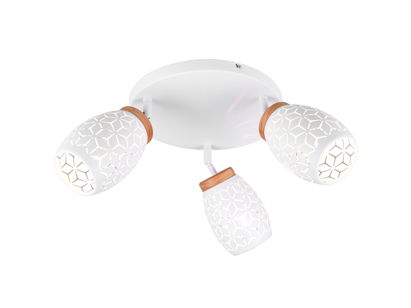 Deckenstrahler BIDAR Weiß 3-flammig mit Stanzmuster, Ø 58cm