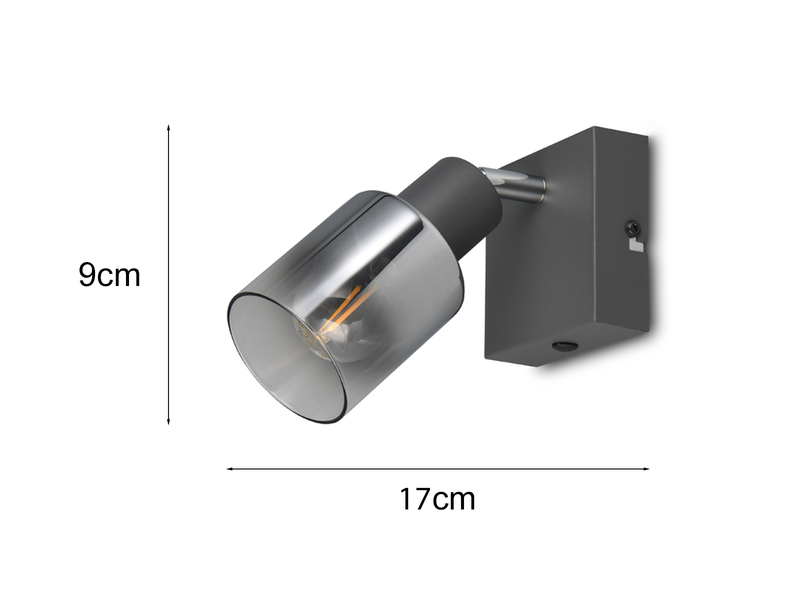 LED Wandstrahler mit Glasschirm Chrom bedampft, Breite 9cm