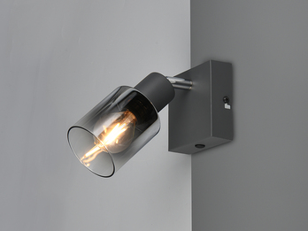 LED Wandstrahler mit Glasschirm Chrom bedampft, Breite 9cm