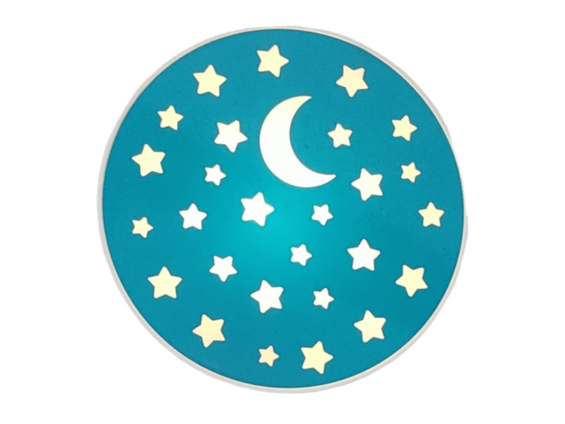 Kinderzimmer Wandlampe Mond & Sterne Blau, Schalter & Stecker Ø 25cm