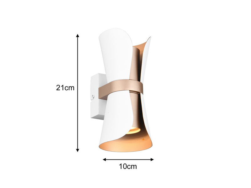 Wandleuchte COAT Weiß Coffee mit Updown Lichtaustritt, Höhe 21cm