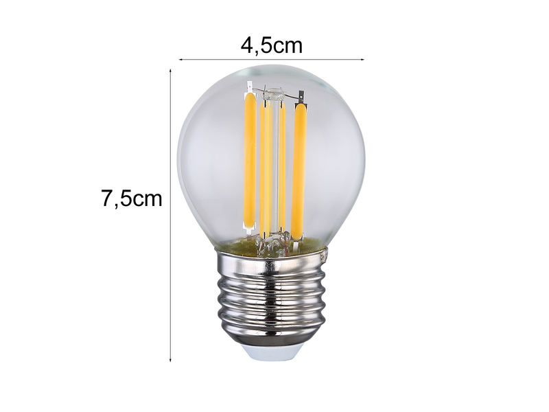 E27 Filament LED - 6,5 Watt, 806 Lumen, warmweiß, Ø4,5cm - nicht dimmbar