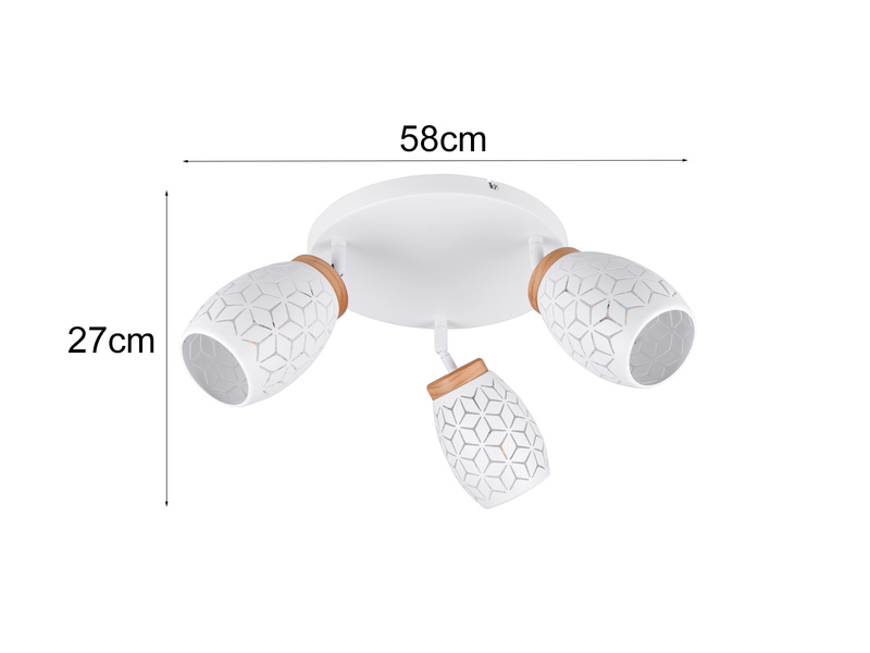LED Deckenstrahler Weiß 3-flammig mit Stanzmuster, Ø58cm