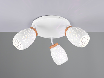Deckenstrahler Weiß 3-flammig mit Dekorstanzung Ø 58cm, inkl. E27 LED Deckenstrahler Weiß 3-flammig mit Dekorstanzung Ø 58cm, inkl. E27 LED