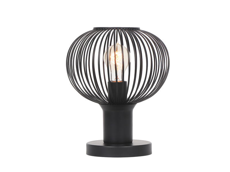 Tischleuchte GILA mit Gitter Lampenschirm Schwarz, Höhe 28cm