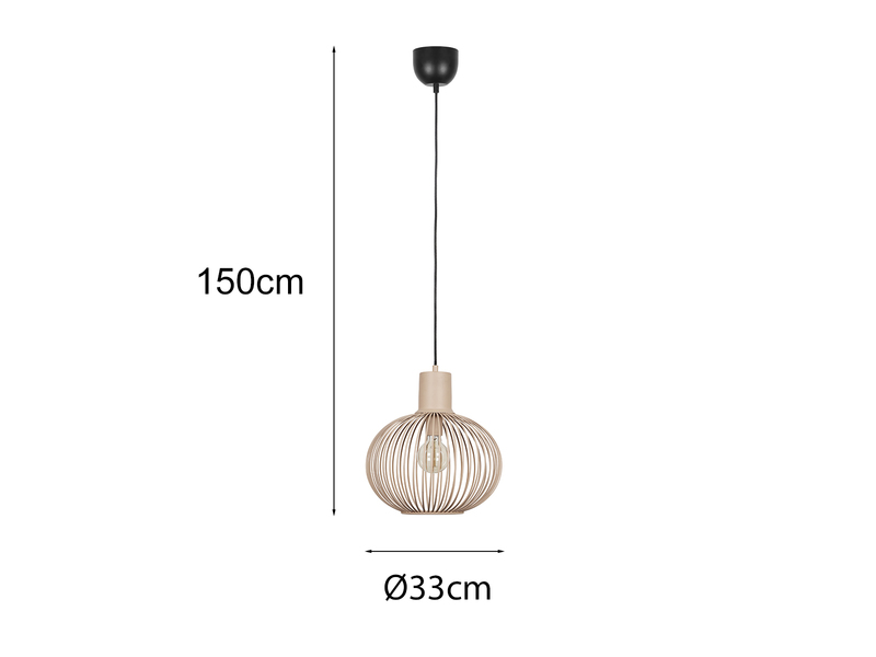 Pendelleuchte GILA mit Gitter Lampenschirm Beige Ø 33cm