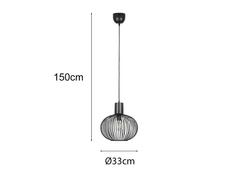 Pendelleuchte GILA mit Gitter Lampenschirm Schwarz Ø 33cm