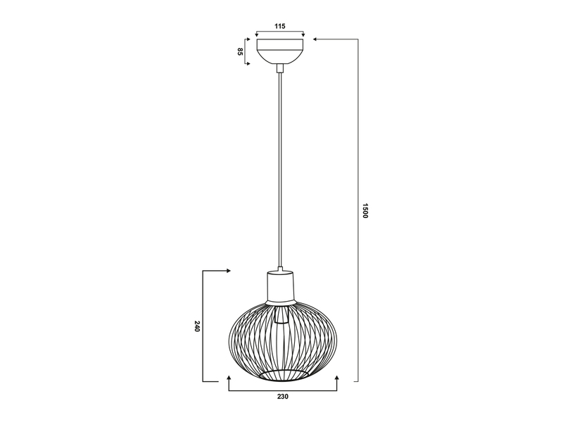 Kleine Pendelleuchte GILA mit Gitter Lampenschirm Schwarz Ø 23cm