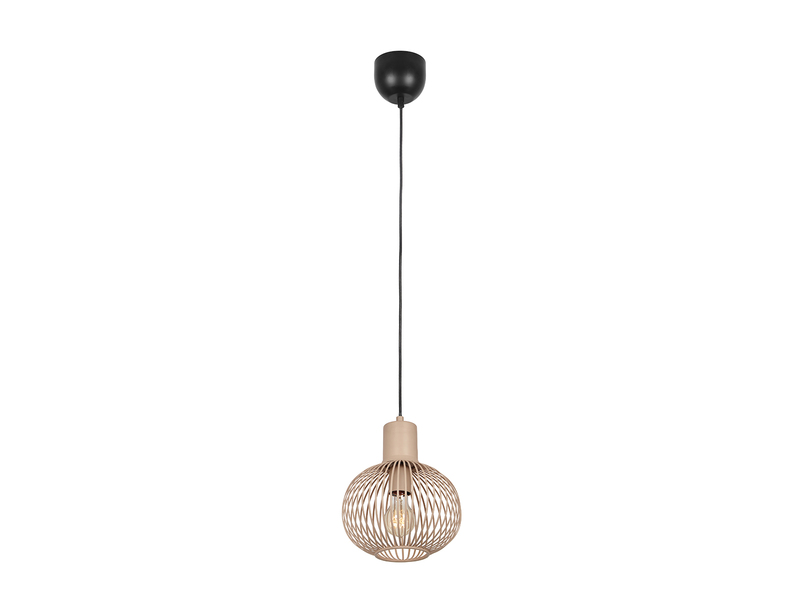 Kleine LED Pendelleuchte mit Gitter Lampenschirm Beige Ø 23cm