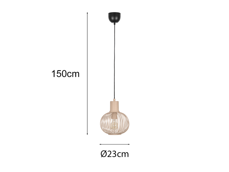 Kleine LED Pendelleuchte mit Gitter Lampenschirm Beige Ø 23cm