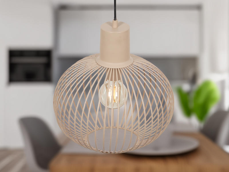 LED Pendelleuchte mit Gitter Lampenschirm Beige Ø 33cm