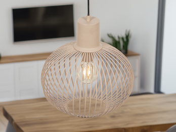 LED Pendelleuchte mit Gitter Lampenschirm Beige Ø 33cm