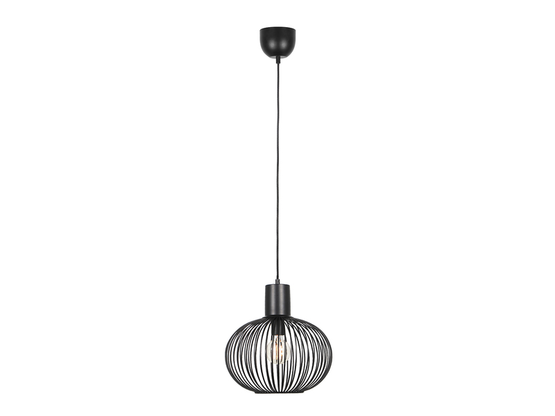 LED Pendelleuchte mit Gitter Lampenschirm Schwarz Ø 33cm