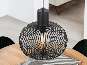 LED Pendelleuchte mit Gitter Lampenschirm Schwarz Ø 33cm